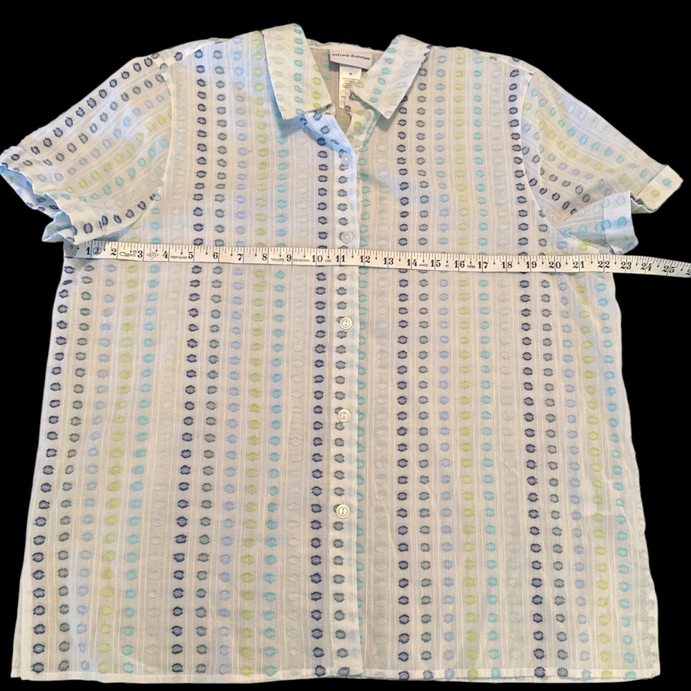 NWT Alfred Dunner Short Sleeve Button Up Shirt Polka Dot Sz M Grandmacore Breezy - Picture 6 of 7